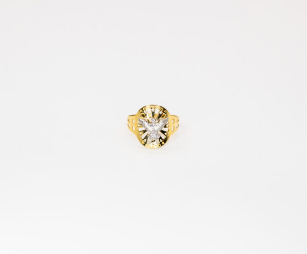 Anel Ouro 18K Divino Espírito Santo Ouro Branco C/ Zircônias - Imagem 3
