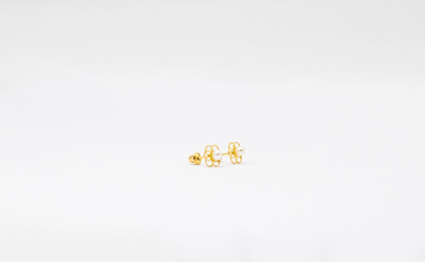 Brinco Ouro 18K Flor de Lótus C/ Pérola - Imagem 2