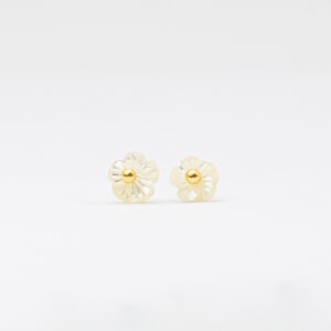 Brinco Ouro 18K Flor Madrepérola