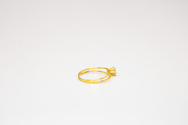 Anel Ouro 18K C/ Fio Duplo Solitário C/ Cálice e Zircônia - Imagem 2