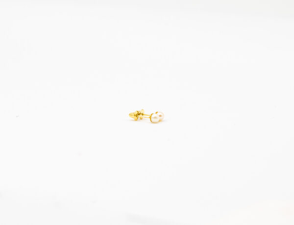 Brinco Ouro 18K Pérola Natural 3mm - Imagem 2