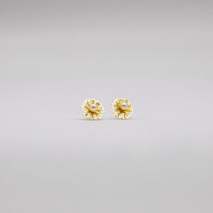 Brinco Ouro 18K Flor de Lótus C/ Pérola