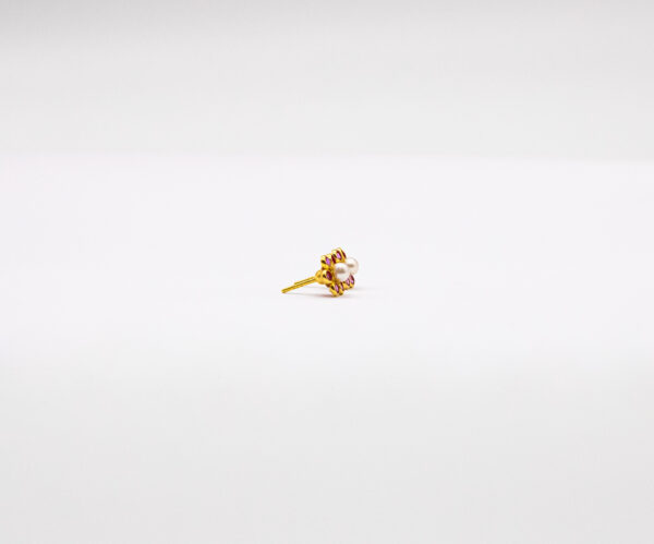 Brinco Ouro 18K Flor C/ Pérola - Imagem 2