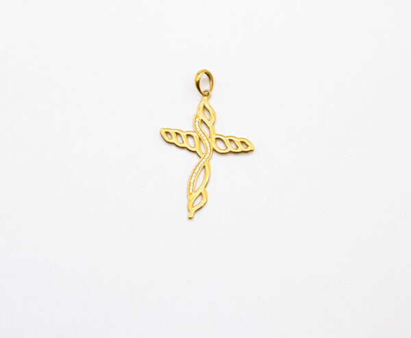 Pingente Ouro 18K Cruz Trançada C/ Zircônias - Imagem 2