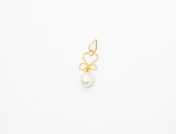 Pingente Ouro 18K Coração C/ Pérola Natural Água Doce - Imagem 2