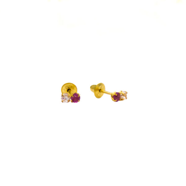 Brincos Ouro 18K Pedra Dupla Zircônia - Imagem 2
