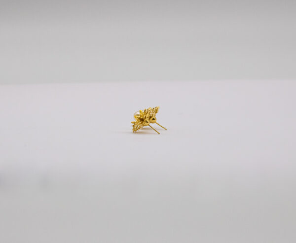 Brinco Ouro 18K Flor de Lótus C/ Pérola - Imagem 2
