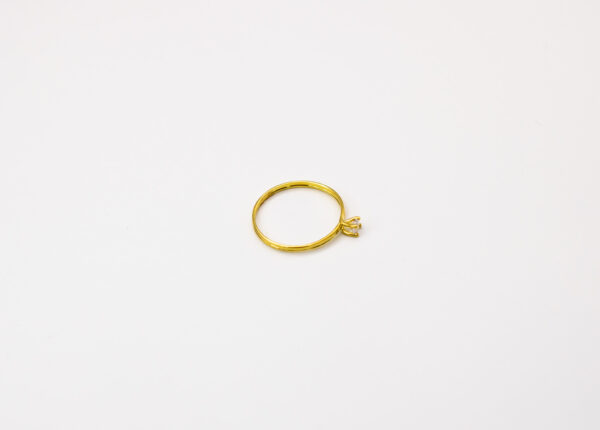 Anel Ouro 18K Solitário Aro Duplo C/ Cálice 4 Garras e Zircônia - Imagem 2