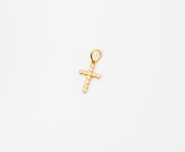 Pingente Ouro 18K Cruz C/ Zircônias Cravejadas - Imagem 2