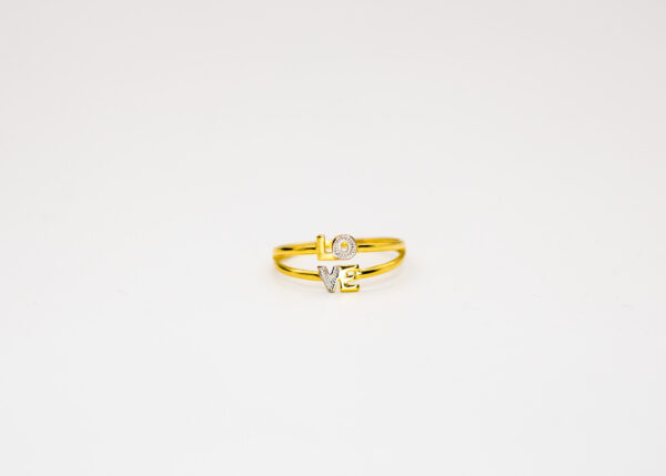 Anel Ouro 18K C/ Escrita "LOVE" C/ Ouro Branco