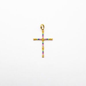 Pingente Ouro 18K Cruz Colorida