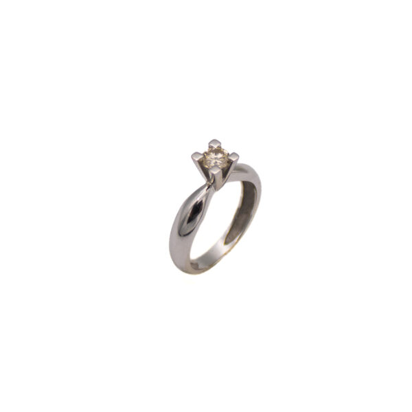 Anel Ouro 18K Branco C/ Diamante 40PTS