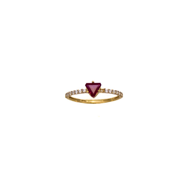 Anel Ouro 18K Triângulo Vermelho - Imagem 2
