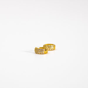 Argola Ouro 18K Redondo Pequeno C/ Zircônias