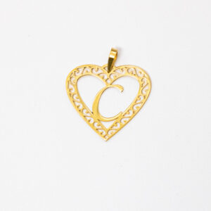 Pingente Ouro 18K Coração C/ Letra "C"