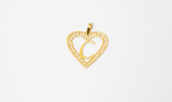 Pingente Ouro 18K Coração C/ Letra "C"