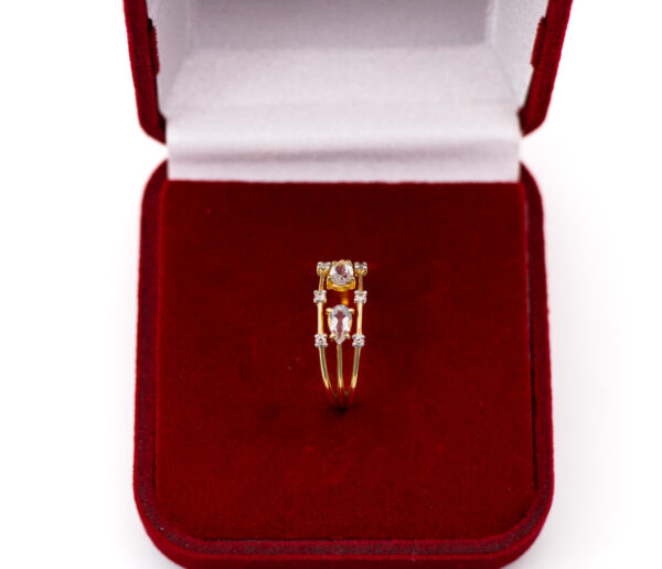 Anel Ouro 18K Aro Triplo C/ Brilhantes