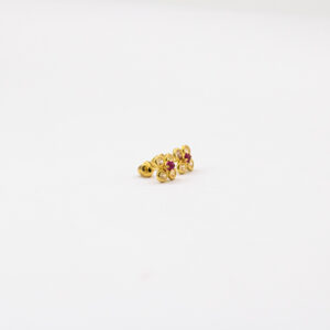 Brinco Ouro 18K Flor C/ Zircônia