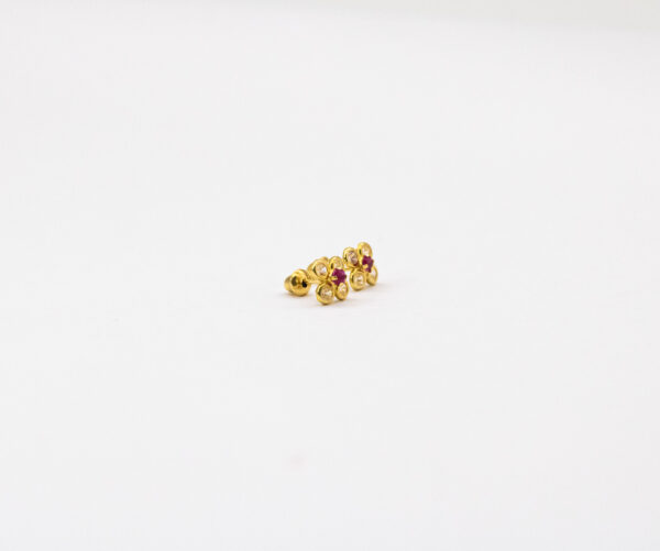 Brinco Ouro 18K Flor C/ Zircônia
