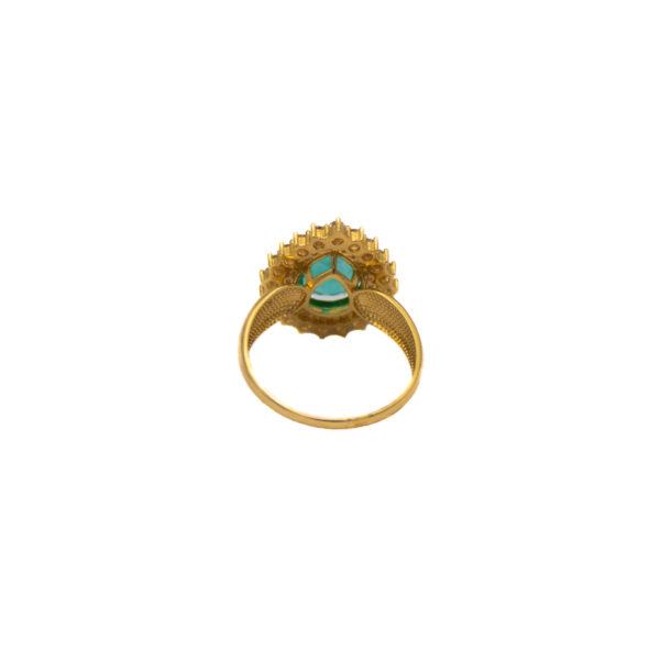 Anel Ouro 18K Gota Água Marinha e Zircônias - Imagem 2