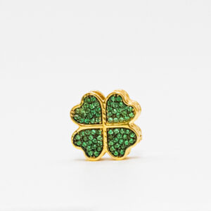 Pingente Ouro 18K Berloque Trevo C/ Zircônias Verdes
