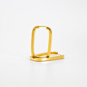 Argola Ouro 18K Retangular C/ Fio Quadrado