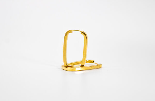 Argola Ouro 18K Retangular C/ Fio Quadrado