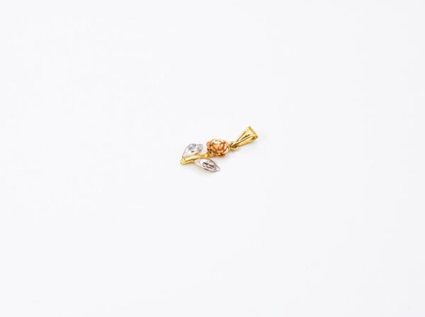 Pingente Ouro 18K Formato Rosa em 3 Tons