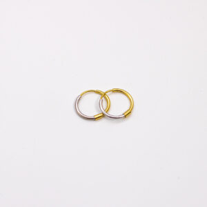 Argola Ouro 18K Pequeno Fio redondo C/ Ouro Branco