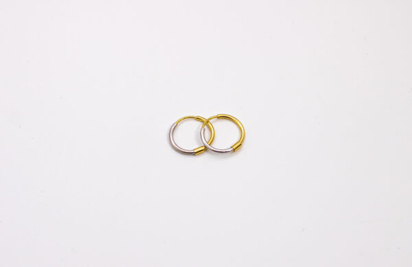 Argola Ouro 18K Pequeno Fio redondo C/ Ouro Branco