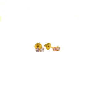 Brincos Ouro 18K Pedra Dupla Zircônia