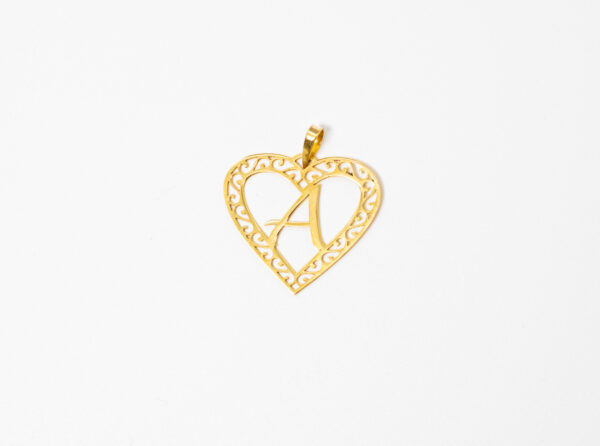Pingente Ouro 18K Coração C/ Letra "A"