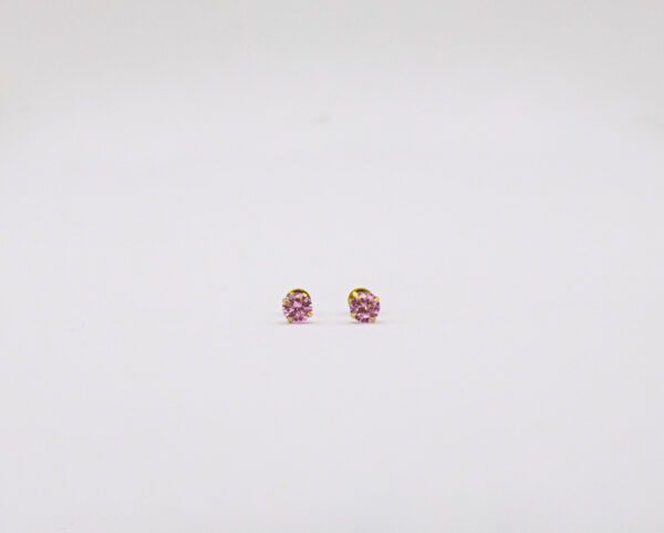Brinco Ouro 18K Pedra Zircônia 3,5 mm - Imagem 2
