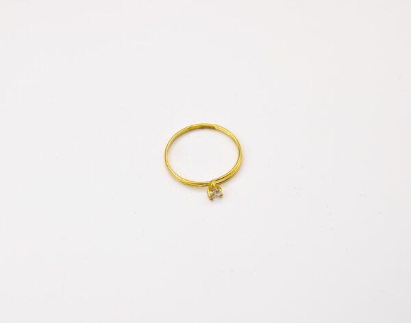 Anel Ouro 18K Solitário Aro Duplo C/ Cálice 4 Garras e Zircônia - Imagem 3