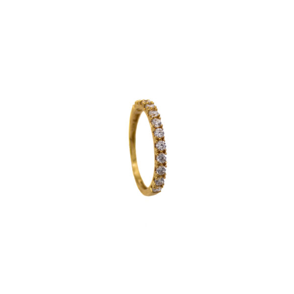 Anel Ouro 18K Meia Aliança Com Zircônias - Imagem 2