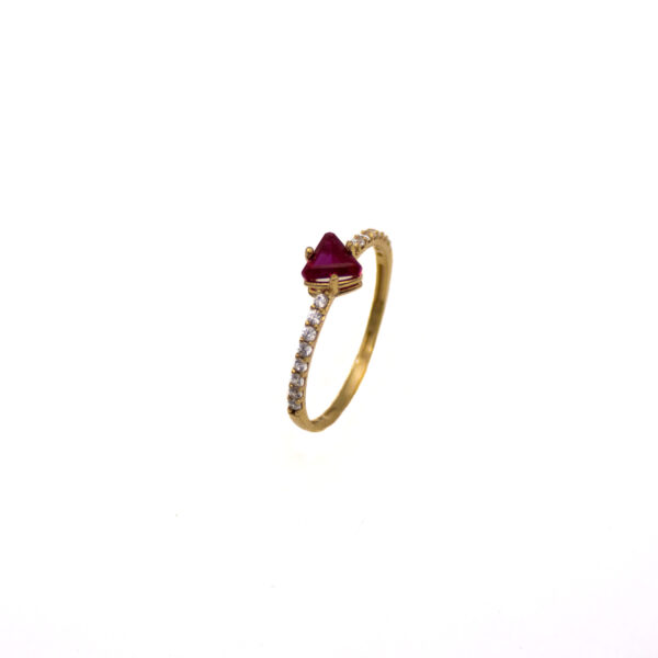 Anel Ouro 18K Triângulo Vermelho - Imagem 3
