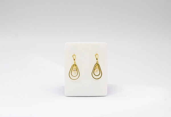 Brinco Ouro 18K Gota Dupla Vazada C/ Zircônia - Imagem 2