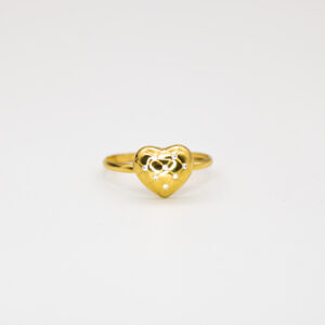 Anel Ouro 18K Coração C/ Zircônias Cravejadas