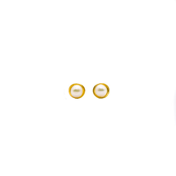 Brinco Ouro 18K Pérola Natural Ninho/Rococó 4mm - Imagem 3
