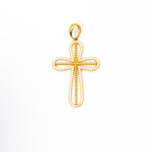 Pingente Ouro 18K Cruz C/ Bordas Cravejadas Zircônias