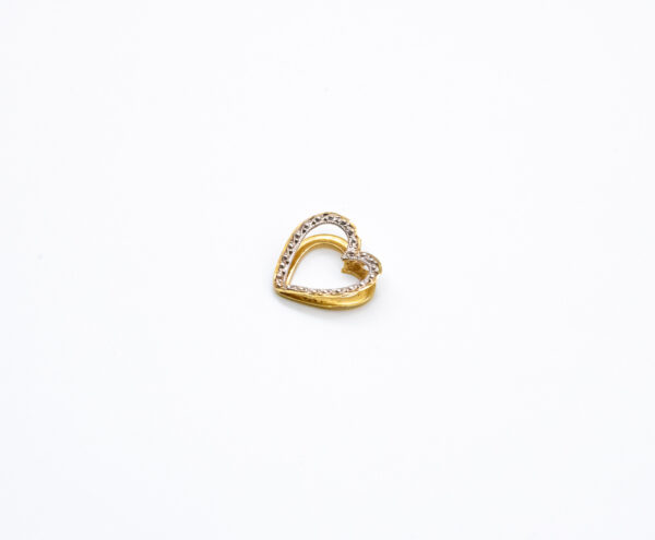 Pingente Ouro 18K Coração Vazado C/ Ouro Branco