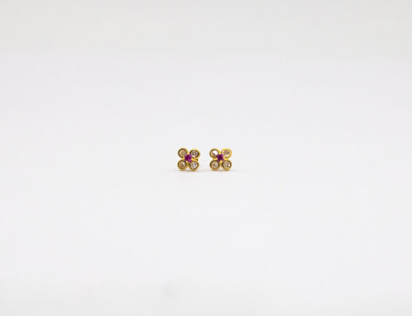 Brinco Ouro 18K Flor C/ Zircônia - Imagem 2