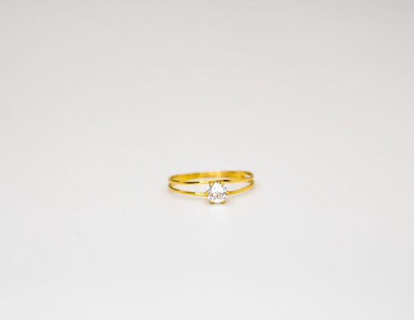 Anel Ouro 18K C/ Fio Duplo Solitário C/ Cálice e Zircônia - Imagem 3