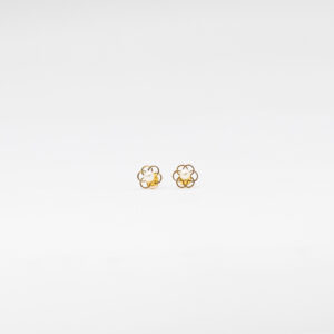 Brinco Ouro 18K Flor de Lótus C/ Pérola