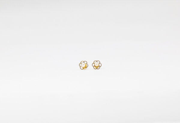 Brinco Ouro 18K Flor de Lótus C/ Pérola