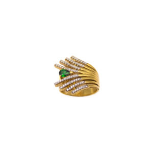 Anel Ouro 18K Pedra Esmeralda