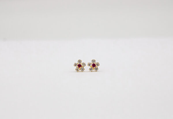 Brinco Ouro 18K Flor C/ Zircônias