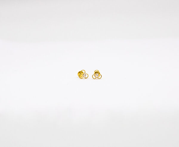 Brinco Ouro 18K Flor C/ Zircônia 2mm - Imagem 3
