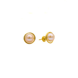 Brincos Ouro 18K Pérola Ninho/Rococó 6mm