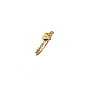 Anel Ouro 18K Coração Com Zircônias Laterais